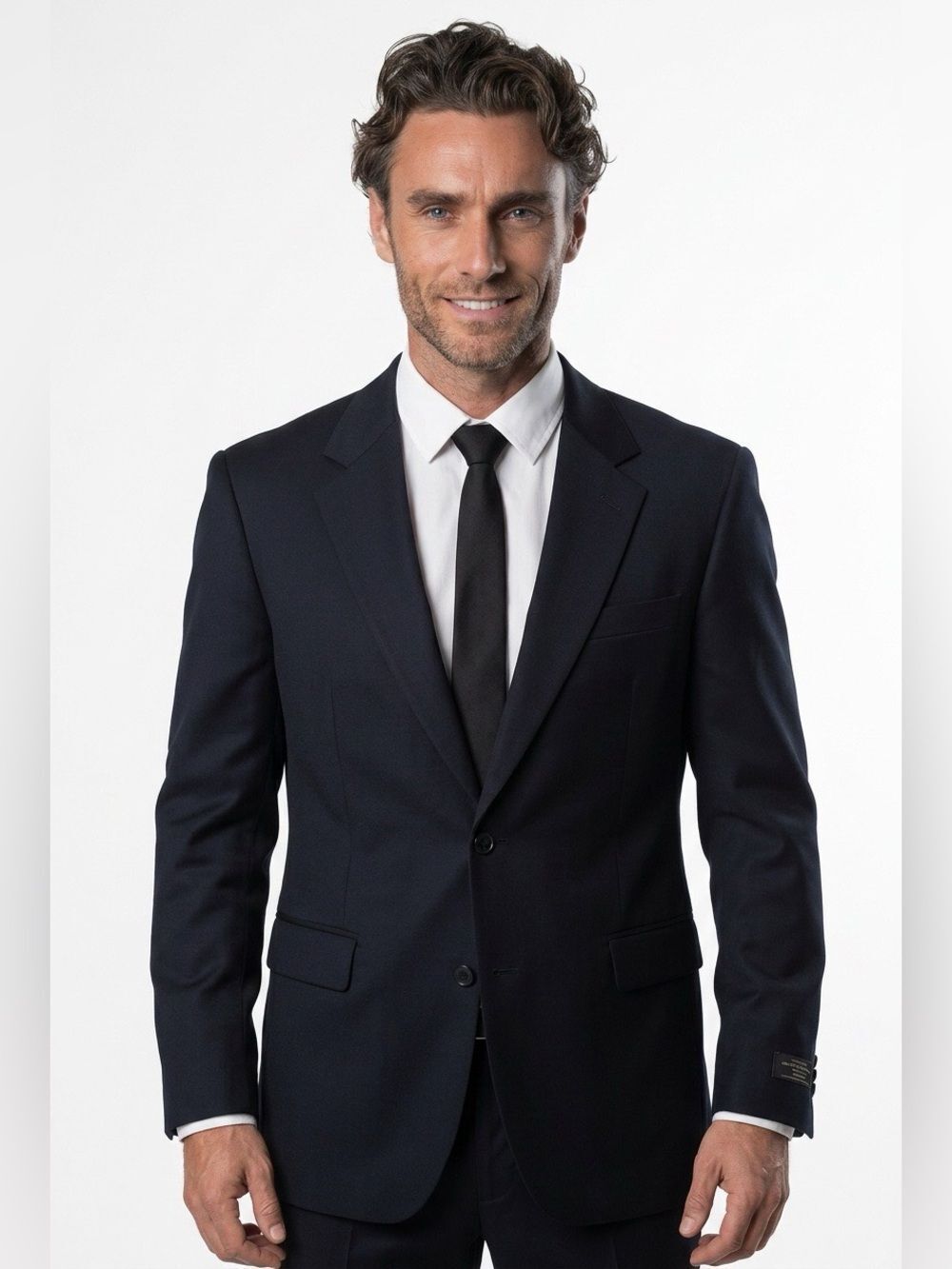 NAVY JOS A BANK 2 BRASS BUTTON BLAZER 100% WOOL